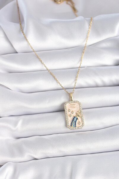 Skygo 316L Çelik Gold Renk Zincir Kova Burcu Zirkon Taşlı Kadın Kolye
