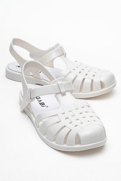 CCWAY AYAKKABI Closed Front Beach Sandals White