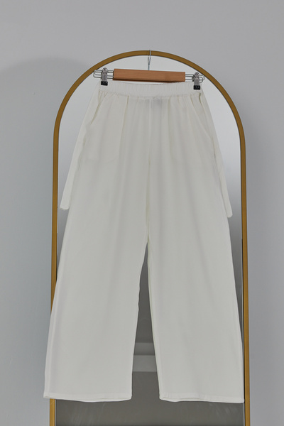 DPARİS Elastic Waist Relaxed Fit Loose Leg Casual Trousers