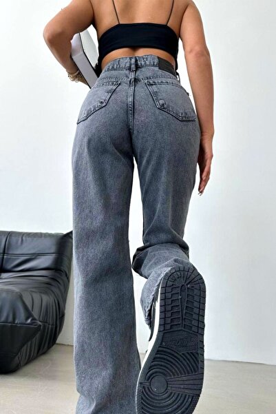 FashionForYou JORGE women's jeans, wide leg cut and embossed seams, Grey, 34