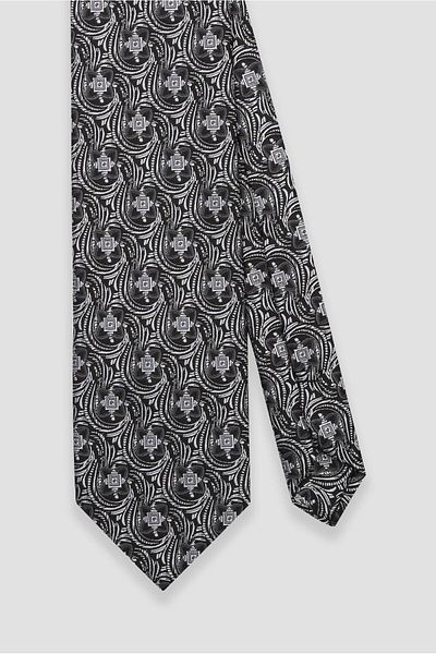 Abbate Tie 8 cm Microfiber Polyester Black Men's Patterned Tie