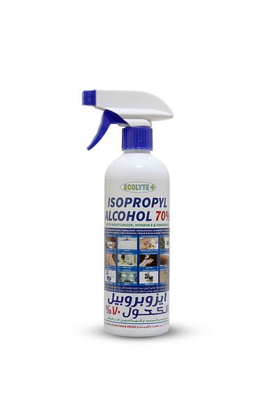 ECOLYTE+ Isopropyl Alcohol 70% With Moisturizer + Vitamin E + Perfume, Antiseptic Disinfectant - 500ml
