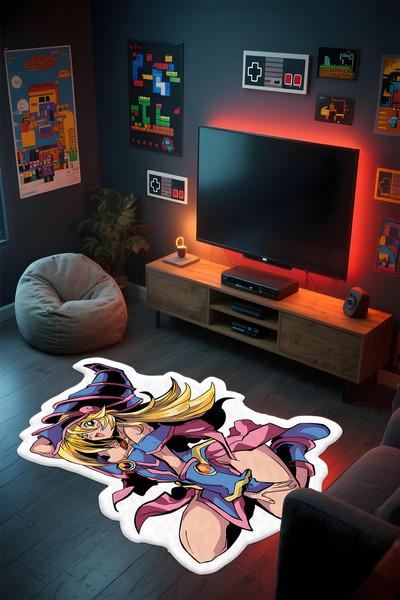 Alpacarpet Özel Kesimli Desenli Anime & Gamer Halısı Kaymaz Taban Makinede Yı...