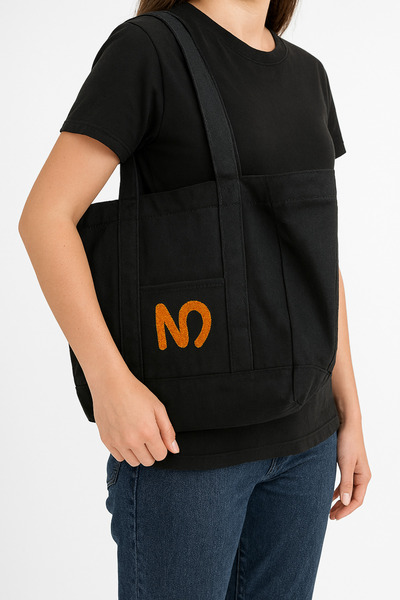 UCCELLO Λευκή υφασμάτινη τσάντα με λογότυπο N - Τσάντα παραλίας, χοντρό ύφασμ...