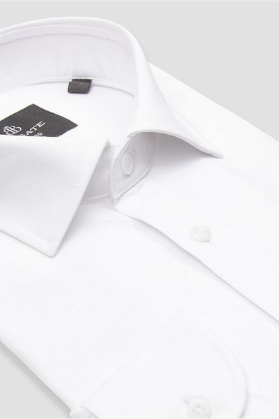 Abbate Florence Jersey Cotton Blend Comfort Fit White Classic Collar Men's Solid Shirt