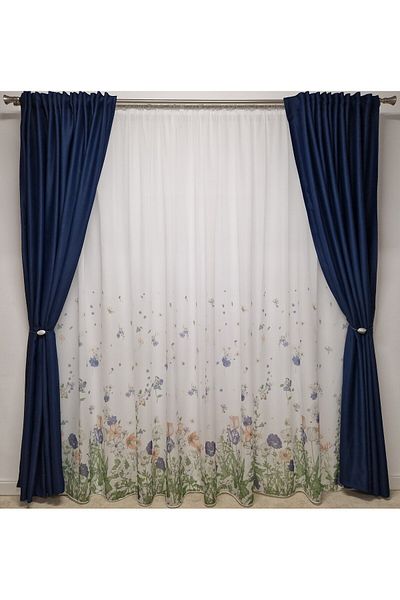 Perdelenoi by Igni Comex Blackout Drapes, Navy Blue, Set Of 2 Pieces