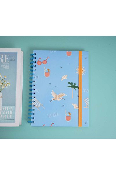 Midi Children's fun printed coil notebook/Blue