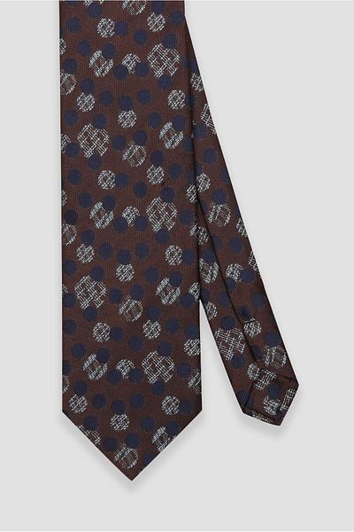 Abbate Tie 8 cm Microfiber Polyester Light Brown Men's Patterned Tie