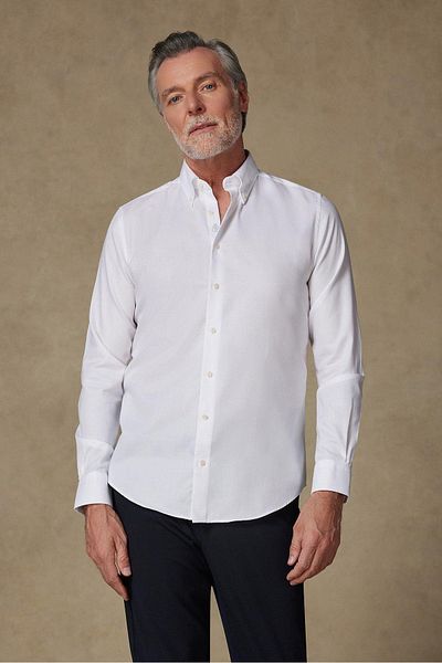 Abbate Carlo Royal Oxford Cotton Slim Fit White Button-Down Collar Men's Solid Shirt