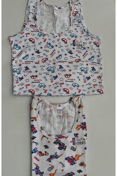ÇEÇEN HOME (3 Pieces) Boys' Mixed Pattern Crew Neck Singlet