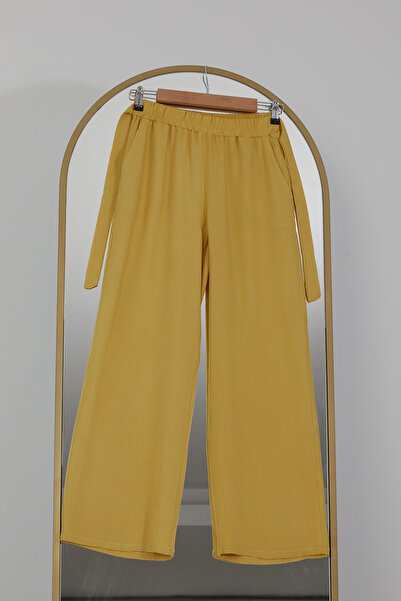 DPARİS Elastic Waist Relaxed Fit Loose Leg Casual Trousers