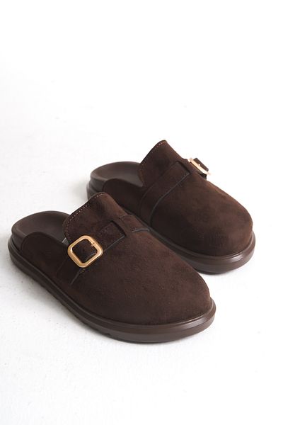 Solo Bag Women's Orthopedic Soft Soled Slippers Closed Front Stainless Buckle Non-Slip Suede Sabo Home Outdoor Slippers