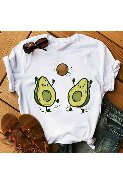 VOICTEC Women's Oversize Avocado Crew Neck T-Shirt