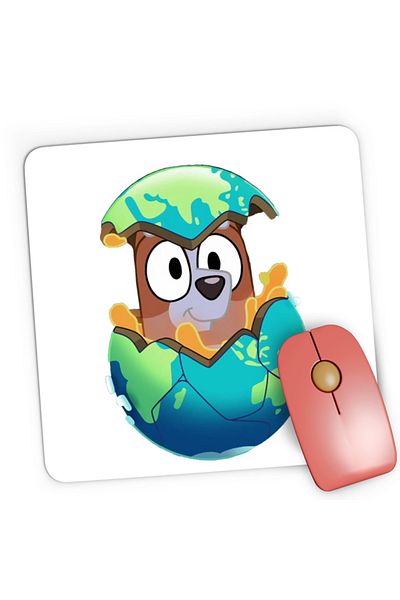 OEM Mousepad Gaming Bluey Earth Day Savior Cute Dog Animation, 21x19 см