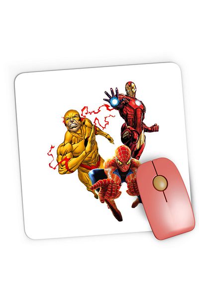 OEM Mousepad Gaming Spiderman Ironman Flash Heroes Save Earth, 21x19 см