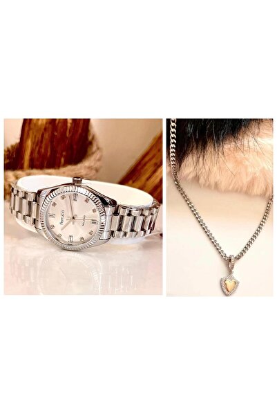 Ferrucci Yeni Sezon Çelik Şık Kadın Kol Saati+Çelik Kolye Hediye