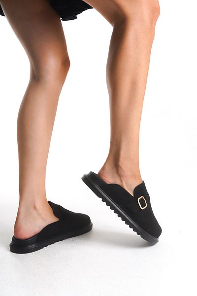 Solo Bag Women's Orthopedic Soft Soled Slippers Closed Front Stainless Buckle Non-Slip Suede Sabo Home Outdoor Slippers