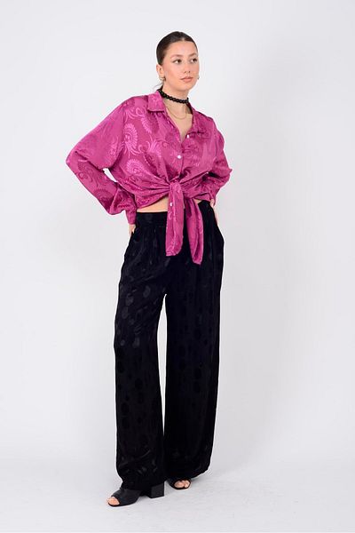 Park Moda Sn307 Lova Circle Pattern Satin Pants
