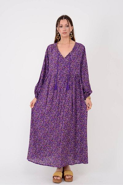 Park Moda An10494 Tassel Detailed Crisp Pattern Dress
