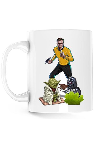 OEM Cana Star Trek Star Wars Yoda Genius Master Darth Vader Spit Coffee, alba, 330 ml