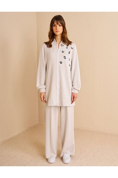 Kayra Embroidery Embroidered Scuba Double Suit