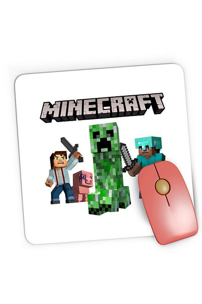 OEM Mousepad Gaming Minecraft Steve Creeper Explode Logo Loot, 21x19 см