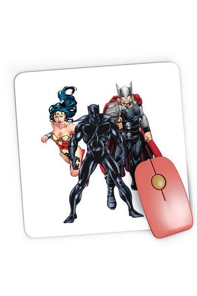 OEM Mousepad Gaming Black Panter Thor Wonder Woman Ally, 21x19 см