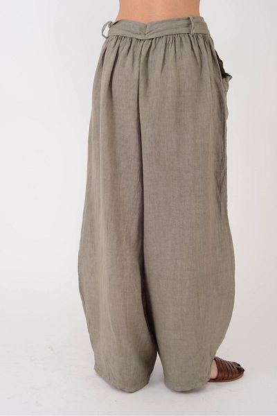 Park Moda 7321 Lace Detail Belt Linen Pants
