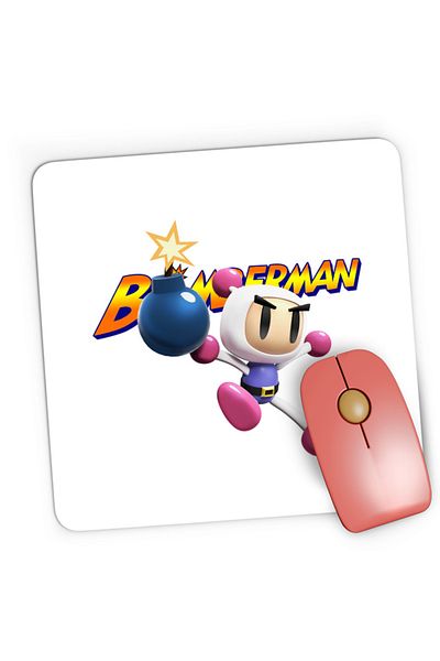 OEM Mousepad Gaming Bomberman Logo Jump Multiplayer Action Timer, 21x19 см