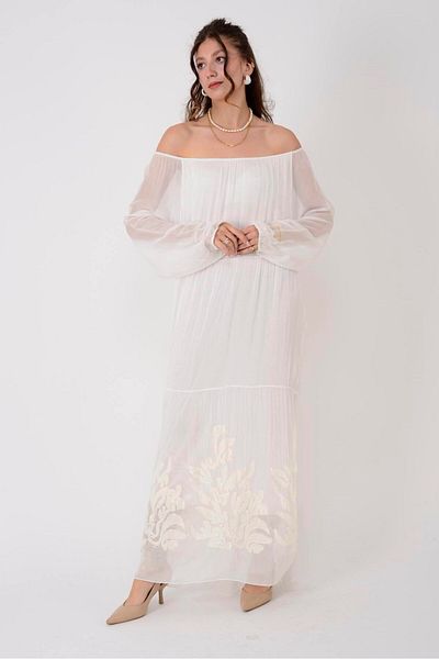 Park Moda SN370 ΜΕΤΑΞΩΤΟ ΦΟΡΕΜΑ MADONNA με ΛΕΠΤΟΜΕΡΗ ΠΑΝΤΑΛΟΝΙΑ ΑΝΑΓΚΑΣΜΑΤΑ