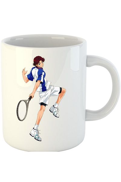 OEM Prince of Tennis Ikumaru Eiji Energic Pose Equipment Mug, white, 330 ml