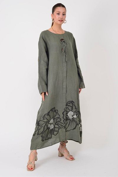Park Moda 24632 LOVA BIYEL ΛΕΠΤΟΜΕΡΗ ΦΟΡΕΜΑ ΛΙΝΟ ΜΕ ΜΕΓΑΛΟ ΚΟΥΜΠΙ