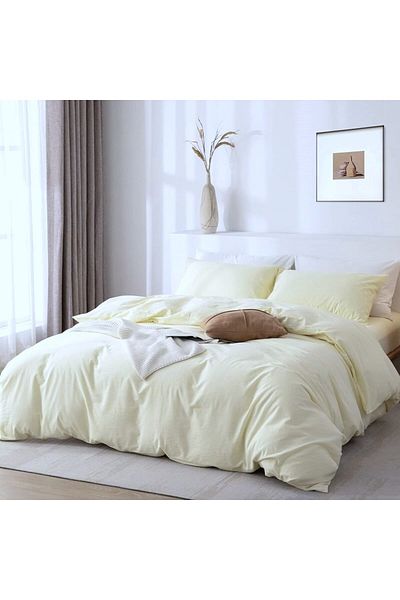 Kotonia Home Hotel King Size Bed Linen, 100% Cotton, Damask DeLux Satin, vanilla,