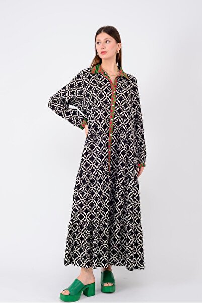 Park Moda AN10684 MARIN GARNİ DETAYLI GÖMLEK ELBİSE