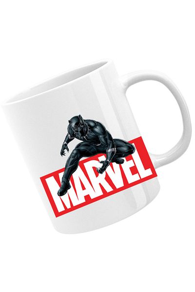 OEM Cana Black Panter Marvel Logo Feline Superhero, alba, 330 ml