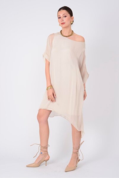 Park Moda 6129 SIRTI BAĞLAMALI İPEK ELBİSE