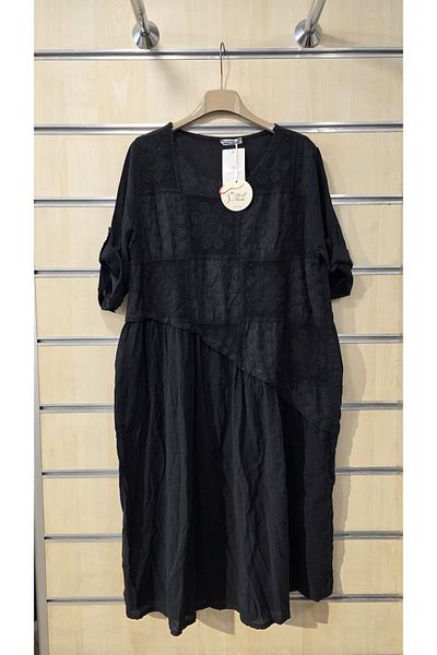Park Moda Italian Cotton Dress Floral Lace Asymmetrical Cut