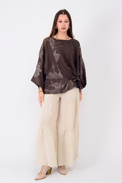 Park Moda 14740 Bow Detail Volan Linen Pants