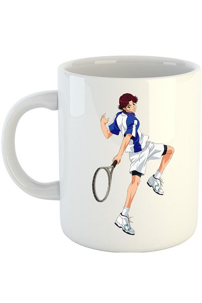 OEM Prince of Tennis Ikumaru Eiji Energic Pose Equipment Mug, white, 330 ml