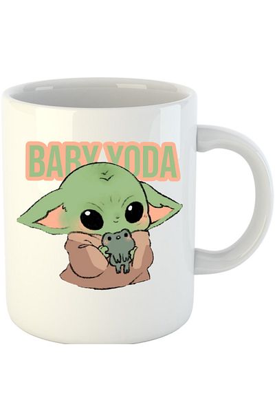 OEM Cana Baby Yoda Frog Small Cute Pillow, alba, 330 ml