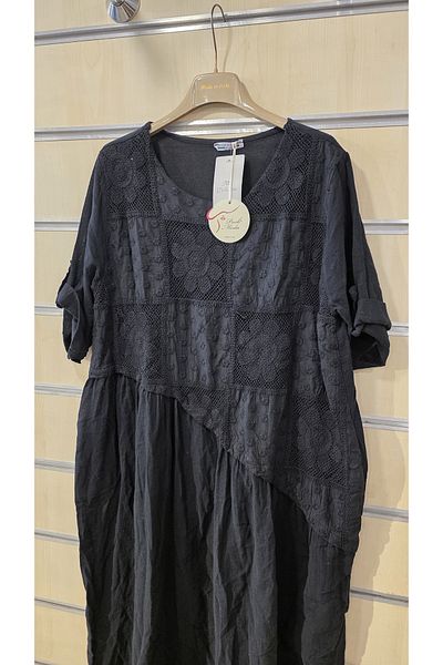 Park Moda Italian Cotton Dress Floral Lace Asymmetrical Cut