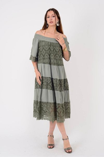 Park Moda 22083 ΦΟΡΕΜΑ MADONNA με λαιμόκοψη με λεπτομέρεια από δαντέλα GUMP