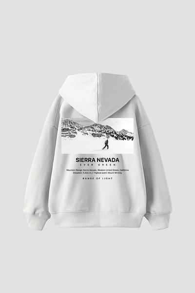 Sekizbiraltı Λευκό φούτερ με στάμπα Sierra Nevada Oversize Unisex