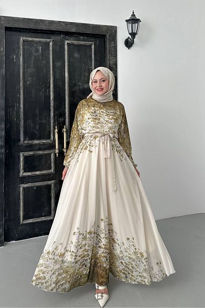 Neşeli Butik γυναικείο φόρεμα με σιφόν με λουλουδάτο μοτίβο NMS070