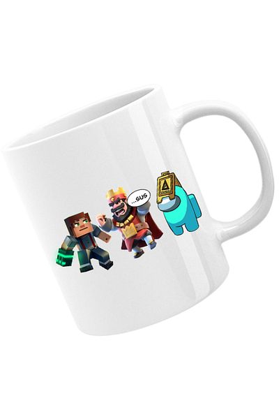 OEM Cana Clash Royale Among Sus Caution Minecraft Steve, alba, 330 ml