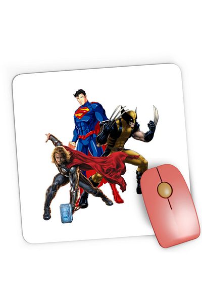 OEM Mousepad Gaming Thor Marvel Wolverine Superman Axe Superhero, 21x19 см