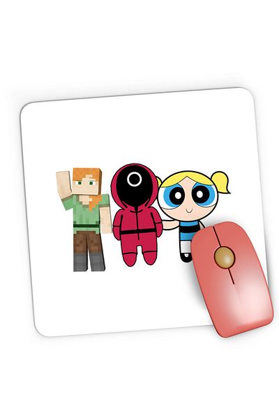 OEM Mousepad Gaming Squid Game Family Powerpuff Girls Bubble Minecraft, 21x19 см