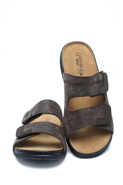 Kifidis SIB4412 Kifidis-Natura Ανδρικές δερμάτινες παντόφλες διπλής ζώνης ανατομικές 40-45 καφέ/καφέ