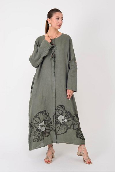 Park Moda 24632 LOVA BIYEL ΛΕΠΤΟΜΕΡΗ ΦΟΡΕΜΑ ΛΙΝΟ ΜΕ ΜΕΓΑΛΟ ΚΟΥΜΠΙ