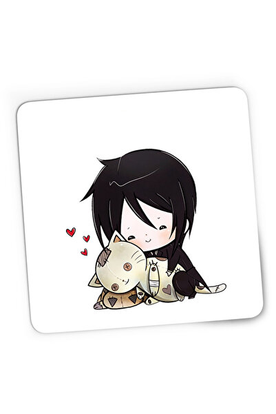 OEM Mousepad Gaming Black Butler Sebastian Demon Love Cats, 21x19 см